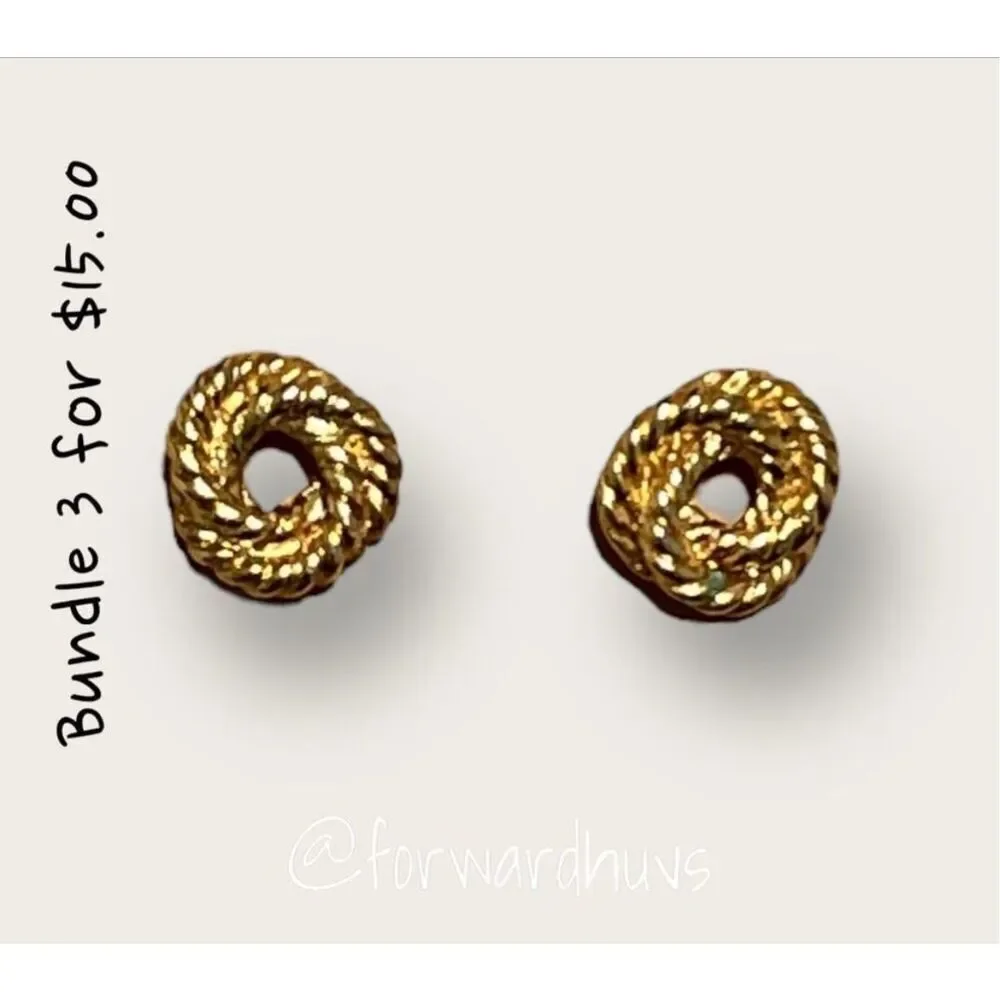 Bundle Sale 3 for $15 | Gold-tone Circular Rope Style Earrings